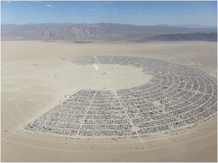 'Ariel view of the Burning Man Celebration', Black Rock City, Nevada